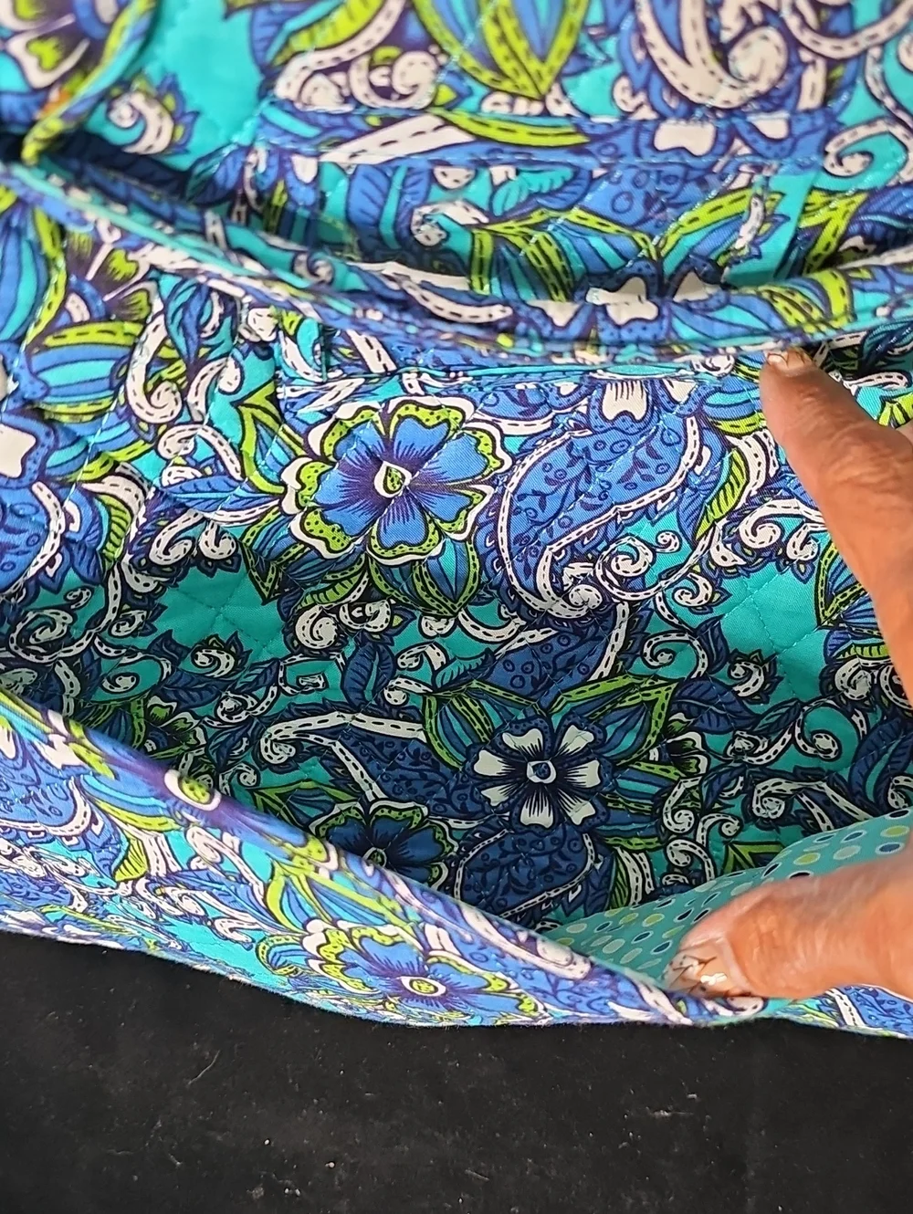Vera Bradley Retired Blue Floral Quilted Crossbody Tote Bag/Computer Bag